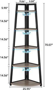 Hoekkast Xaviero - Vakkenkast 180cm - Boekenrek Hoekmeubel - Opbergrek 5 Lagen - Donkergrijs