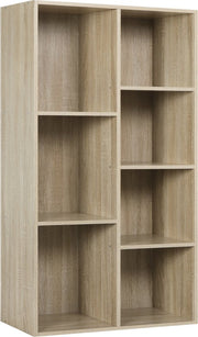 Boekenkast Geralt - 7 vakken - Oak - 59.5 x 29.5 x 108 cm - Boekenplank - Woonkamer, slaapkamer en kinderkamer - Hout - MDF