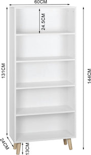Bolt Edge Boekenkast - Industrieel - Wit - Op poten - 4 lagen - Hout MDF