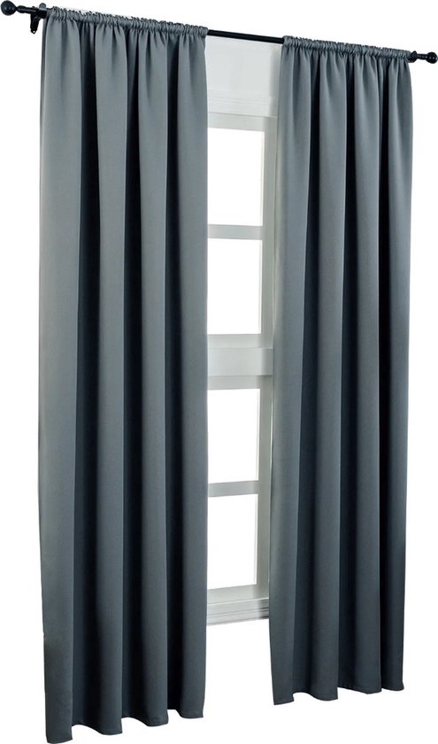 Gordijnen - Set van 2 - Donkergrijs - Verduisterend - Fluweel - 135x175cm