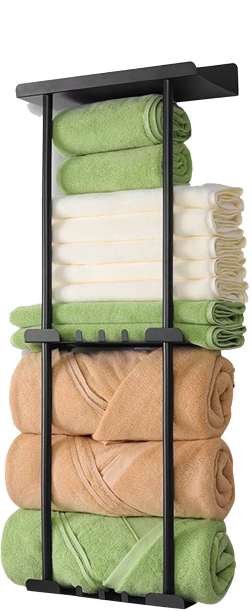 Handdoekenrek badkamer - 80cm - Voor Badkamer en Keuken - Handdoekrek - 3 lagen - Wandmontage