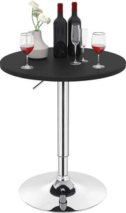 Happyment Ronde Bartafel - Voor binnen - Keuken - Hout - Metaal - Zwart - Verstelbaar in hoogte - 60x60x 68 tot 88cm