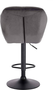 Barkruk Comfy Grijs - Met rugleuning - Stevig- Velvet - Set van 1 - Keuken - Barstoelen ergonomisch - Verstelbaar in hoogte - Zithoogte 60-82cm