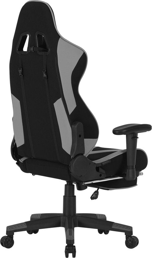 Luxe Gaming stoel - Met voetsteun - Grijs - Gamestoel - Chair - Ergonomische bureaustoel - Verstelbaar - Chair - Stof