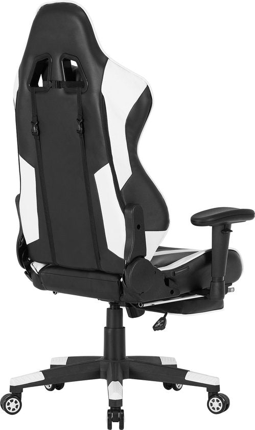 Luxe Gaming stoel - Met voetsteun - Wit - Gamestoel - Chair - Ergonomische bureaustoel - Verstelbaar - Chair - Kunstleer
