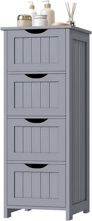 Badkamerkast Smal met 4 Laden - Vrijstaande Houten Kast 30x82x30 cm - Geschikt voor Badkamer & Woonkamer