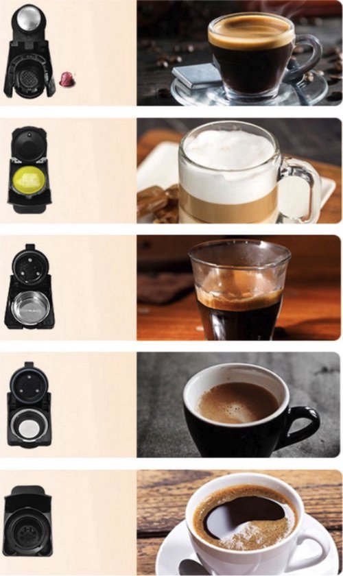 Happyment 5 in 1 Koffiemachine - Koffiezetapparaat - Koffie Automaat - Automatisch - Nespresso - Dolce Gusto - Koffiepoeder - Koffiepads - Zwart