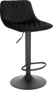 Barkruk - Industrial - Zwart - Velvet - Met rugleuning - In hoogte verstelbaar - Set van 2