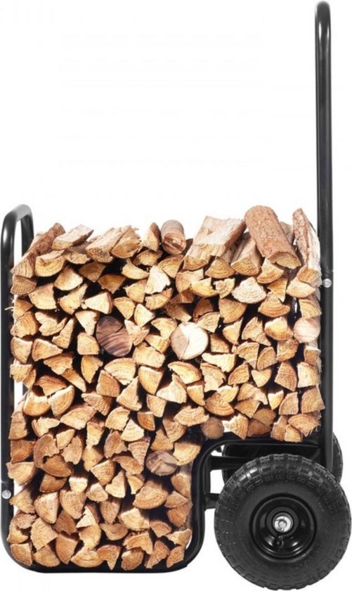 Brandhoutwagen - Houtkar - Houtkachel - Brandhoutrek - 67x52x110 cm - 113KG Capaciteit - Met Bungeetouw & Rubber Wielen