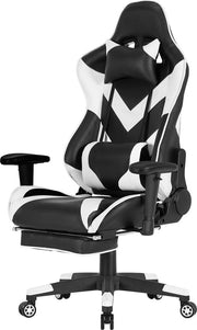 Luxe Gaming stoel - Met voetsteun - Wit - Gamestoel - Chair - Ergonomische bureaustoel - Verstelbaar - Chair - Kunstleer