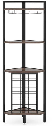 Hoek Wijnrek - Flessenrek - Barkast - Drankkast - Wijnkast - Opbergkast - 4-Laags - Zwart - 40x40x160cm