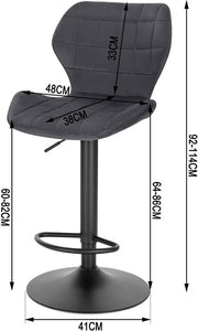 Barkruk Otta - Industrial - Donkergrijs - Barkrukken set van 1 - Barstoel Kruk - Barstoelen met rugleuning - Keukenstoel - In hoogte verstelbaar - Velvet