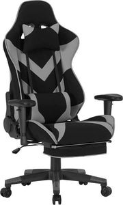 Luxe Gamingstoel - Grijs - Ergonomische Gamestoel met Voetsteun - Verstelbare Bureaustoel - Stof
