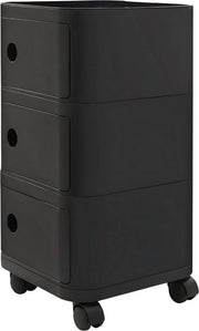 Nachtkastje - Bijzettafel - met Wielen - 32 cm - met Verborgen Opbergruimte - Moderne Opbergtafel voor Slaapkamer & Woonkamer - 3-laags - Zwart