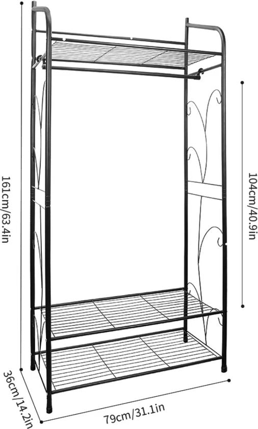 Moderne kledingkast Valora metaal - Kledingrek - Goud - Met kledingroede voor hal, slaapkamer of woonkamer - 80cm