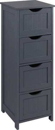 Happyment Kolomkast Badkamermeubel staand - Badkamerkast hoog - Badkamer - Grijs - 4 lades - 30x30x81cm