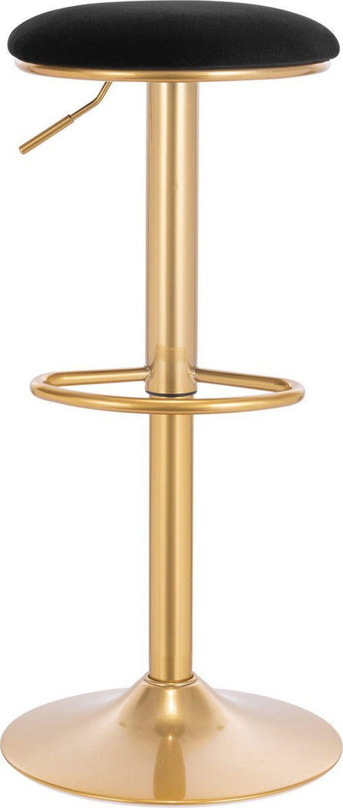 Barkruk - Zwart/goud - Velvet - Verstelbaar - Zonder rugleuning - 38x(61-82)cm