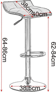 Barkrukken Delio - Set van 2 - Keuken - Zwart - Barstoelen kunstleer- Verstelbaar in hoogte - Zithoogte 62-84cm