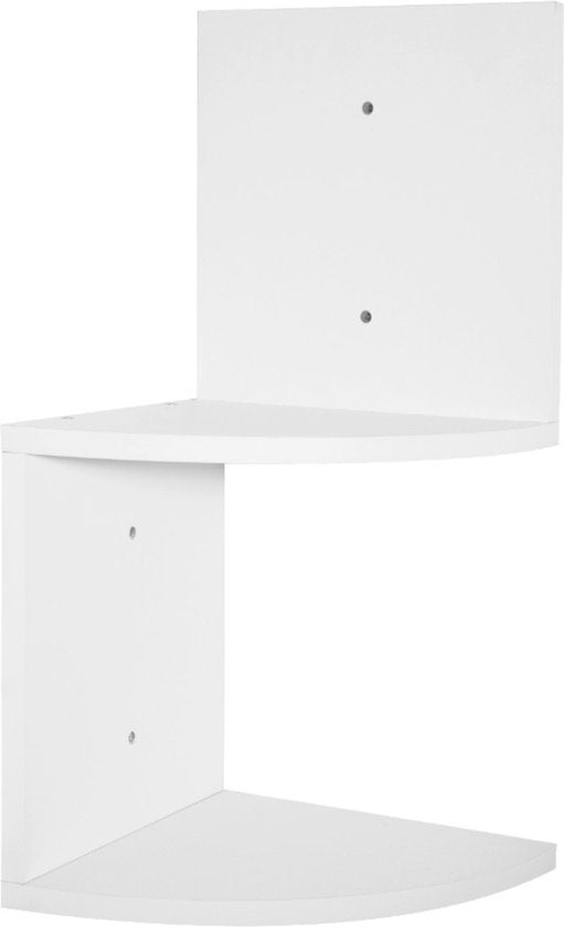 Happyment Zwevende Boerentoren - 2 lagen - Wandplank voor tegen de muur - Set van 3 - Wandplanken - Wandrek - Fotoplank kinderkamer - Wit - Hout MDF