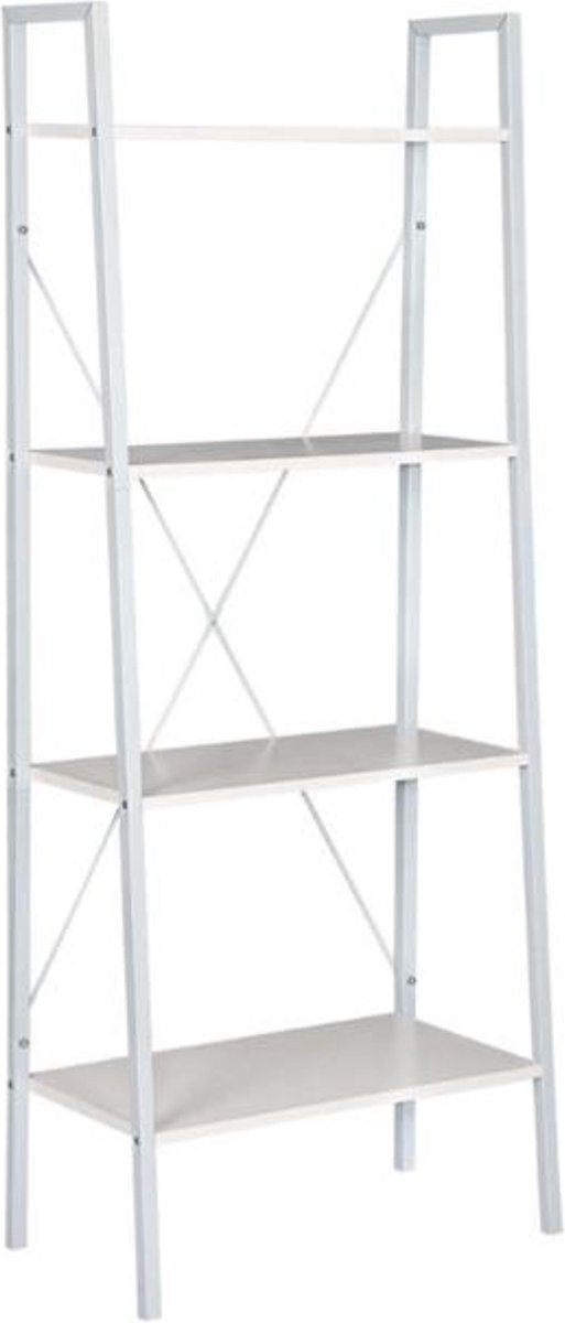Happyment Boekenkast Udi industrieel - 4 lagen - Wit - Boekenrek - Woonkamer, slaapkamer en kinderkamer - Hout - Wit - 60x35x148cm
