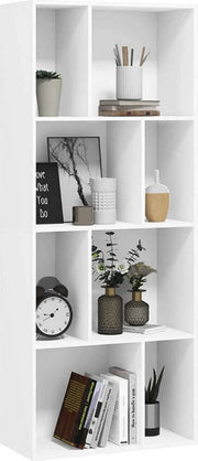 Happyment Boekenkast Daria OPEN - 8 Vakken - Wit - Boekenkast - Boekenrek - Woonkamer, slaapkamer en kinderkamer - Hout - 60 x 143 x 29 cm