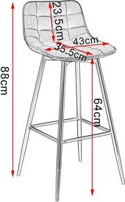 Barkruk Zizi Industrial - Antraciet - Barkrukken set van 2 - Barstoel Kruk - Barstoelen met rugleuning - Keukenstoel - Kunstleer