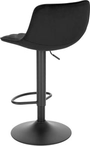 Barkruk Tornia deluxe - Industrial - Zwart - Barkrukken set van 2 - Barstoel Kruk - Barstoelen met rugleuning - Keukenstoel - In hoogte verstelbaar - Velvet