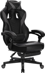Gaming stoel Hybride - Verstelbaar in hoogte - Met voetsteun - Gamestoel - Chair - Ergonomische bureaustoel - Chair - Zwart - Kunstleer