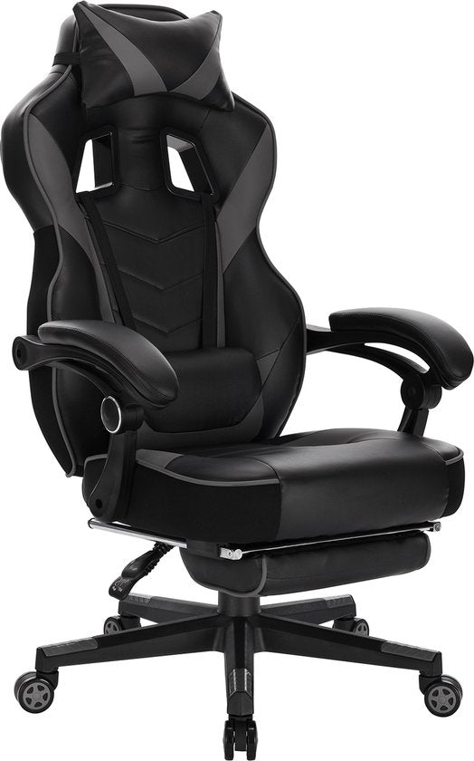 Gaming stoel Hybride - Verstelbaar in hoogte - Met voetsteun - Gamestoel - Chair - Ergonomische bureaustoel - Chair - Zwart - Kunstleer