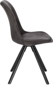 Happyment Bezoekersstoel Cozi - Eetkamerstoel - Antraciet stof - Houten poten - Set van 2 - Zithoogte 46 cm - Deluxe