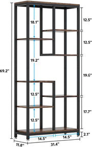 Vintage Boekenkast Browny - 80 × 30 × 176 cm - Boekenrek Opbergrek - Stellingkast - Geschikt voor Woonkamer, Kantoor of Slaapkamer
