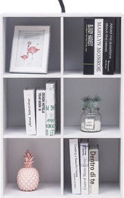 Happyment Boekenkast Deluxe - 6 vakken - Wit - 60x29.5x89cm - Boekenplank - Woonkamer, slaapkamer en kinderkamer - Hout - MDF