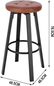 Barkruk Nori - Bruin - Met rugleuning - Barstoelen ergonomisch - Zithoogte 60-82cm - Set van 2 - Keuken en bar