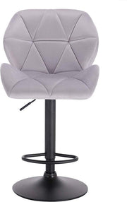Barkruk - Lichtgrijs - Velvet - Ergonomisch - Verstelbaar - Set van 1