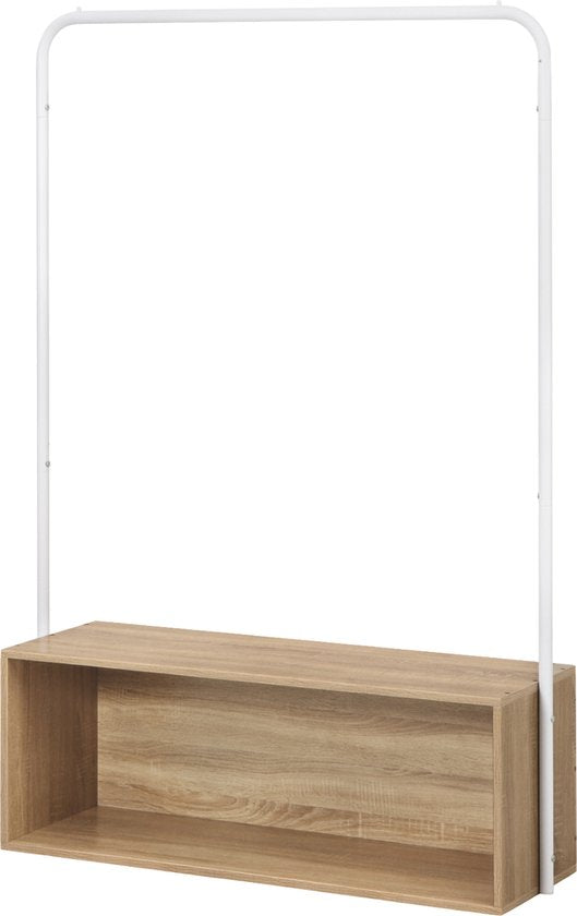 Kledingrek Doda - Met opbergruimte - 2 in 1 - Garderobekast organizer schoenenrek - Garderoberek - Opbergruimte - Kledingkast hout - Bruin