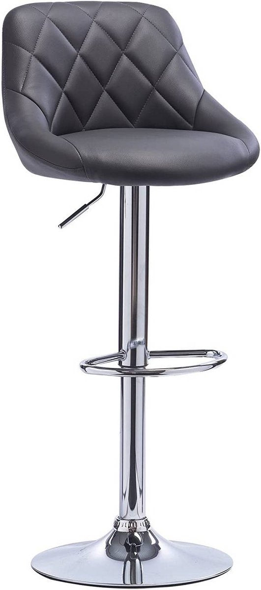 Designer Barkruk Daria - Met rugleuning - Stevig - Ergonomische barstoel - Zithoogte 60 - 82cm - Grijs - Set van 1 - Keuken en bar - In hoogte verstelbaar