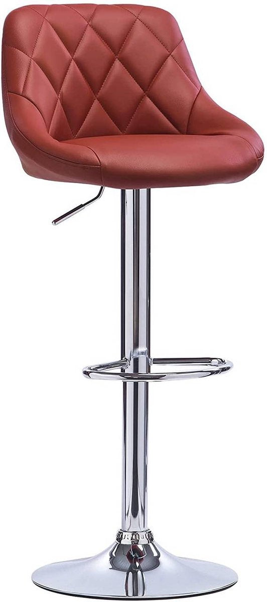Designer Barkruk Serino - Met rugleuning - Stevig - Ergonomische barstoel - Zithoogte 60 - 82cm - Donker rood - Set van 1 - Keuken en bar - In hoogte verstelbaar