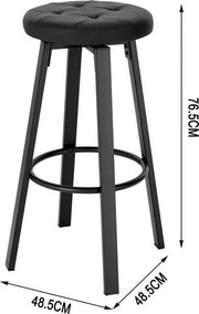 Barkruk - Antraciet - Ergonomisch - Rugleuning - Zithoogte 60-82cm - Set van 2