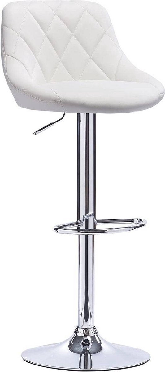 Designer Barkruk - Met Rugleuning - Ergonomische Barstoel - Zithoogte 60-82 cm - Wit - Set van 1