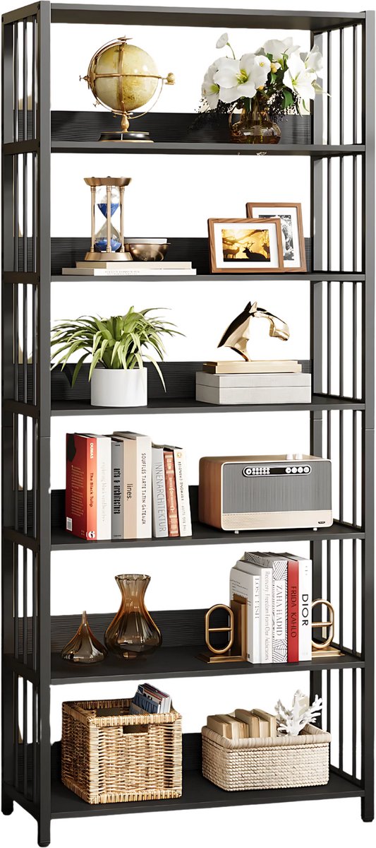 Staande Boekenkast met 5 Lagen - Voor Woonkamer, kantoor of slaapkamer - Boekenplank - Opbergrek - Zwart