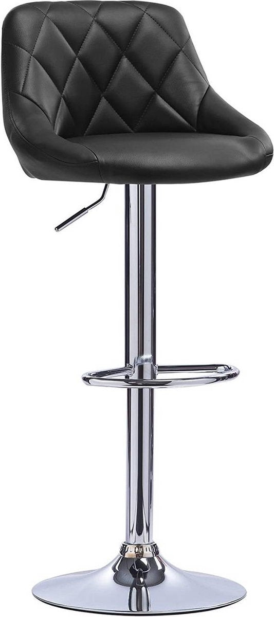 Designer Barkruk Gita - Met rugleuning - Stevig - Ergonomische barstoel - Zithoogte 60 - 82cm - Zwart - Set van 1 - Keuken en bar - In hoogte verstelbaar
