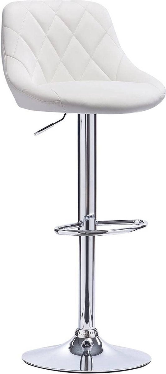 Designer Barkruk Lica - Met rugleuning - Stevig - Ergonomische barstoel - Zithoogte 60 - 82cm - Wit - Set van 1 - Keuken en bar - In hoogte verstelbaar