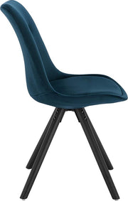 Happyment Bezoekersstoel Zeda - Eetkamerstoel - Blauw Velvet - Houten poten - Set van 2 - Zithoogte 46 cm - Deluxe