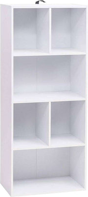 Happyment Open Boekenkast Zita - 6 Vakken - Wit - Boekenkast - Boekenrek - Woonkamer, slaapkamer en kinderkamer - Hout - 50 x 30 x 118 CM