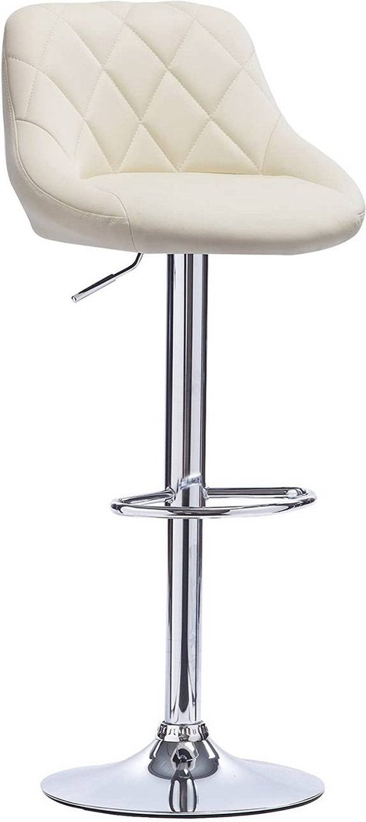Designer Barkruk Memo - Met rugleuning - Stevig - Ergonomische barstoel - Zithoogte 60 - 82cm - Creme - Set van 1 - Keuken en bar - In hoogte verstelbaar