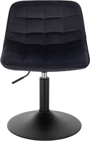 Barkruk Witta Industrial Zwart - Barkrukken set van 1 - Barstoel Kruk - Barstoelen met rugleuning - Keukenstoel - In hoogte verstelbaar - Velvet