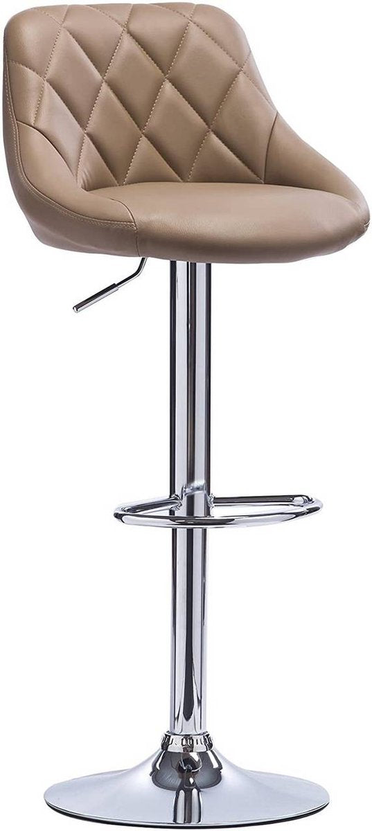 Designer Barkruk Erlo - Met rugleuning - Stevig - Ergonomische barstoel - Zithoogte 60 - 82cm - Beige - Set van 1 - Keuken en bar - In hoogte verstelbaar