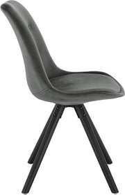 Happyment Bezoekersstoel Vivi - Eetkamerstoel - Donkergrijs Velvet - Houten poten - Set van 2 - Zithoogte 46 cm - Deluxe