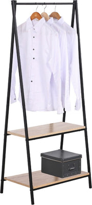 Kledingrek Dery - Met 2 planken - Schoenenrek - Garderobekast organizer - Garderoberek - Opbergruimte - Kledingkast hout - Bruin