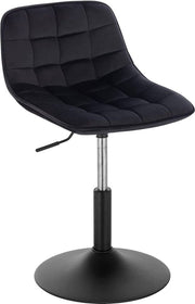 Barkruk Witta Industrial Zwart - Barkrukken set van 1 - Barstoel Kruk - Barstoelen met rugleuning - Keukenstoel - In hoogte verstelbaar - Velvet